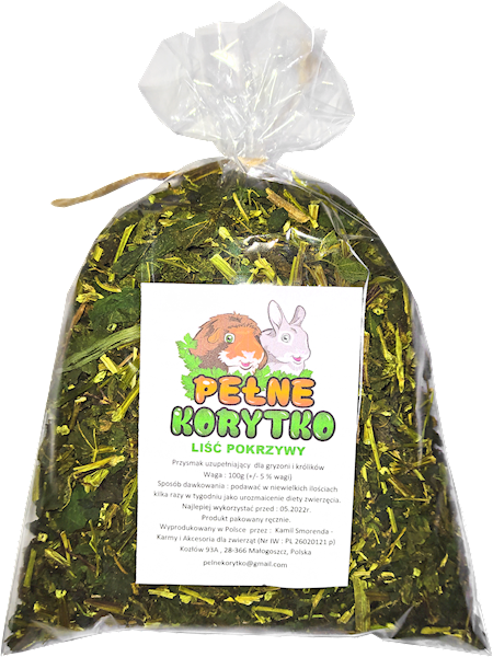 PEŁNE KORYTKO LIŚĆ POKRZYWY 100G