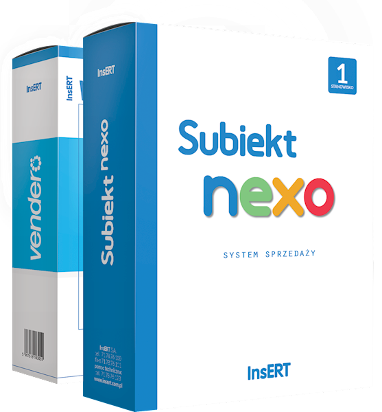 Subiekt nexo 3st. + vendero sklep 1000 tow. (e-lic.)