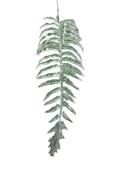 Liść paproci 37 cm zielono biały