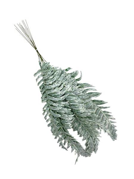 Liść paproci 37 cm zielono biały