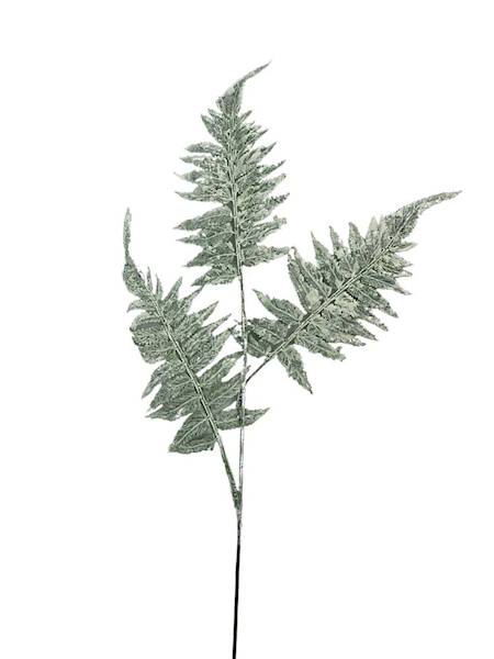 Liść paproci 56 cm zielono biały