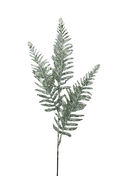 Liść paproci 56 cm zielono biały