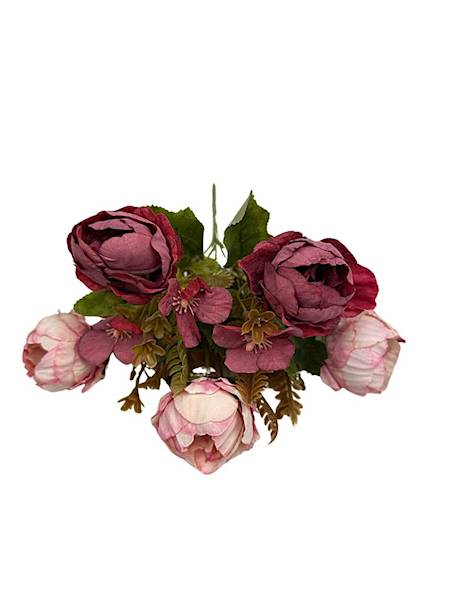 Bukiet pełniki 28 cm różowo bordowy