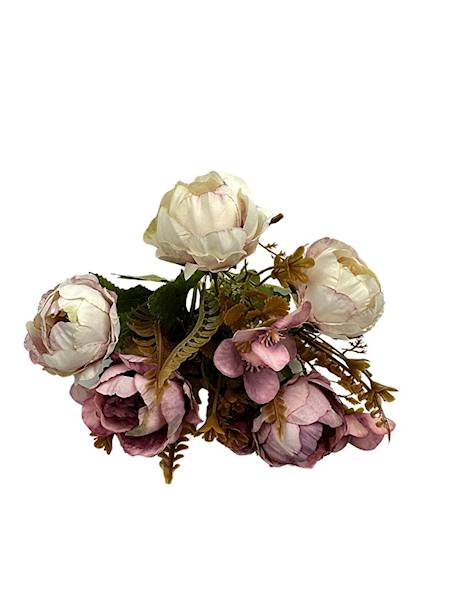 Bukiet pełniki 28 cm różowo kremowy