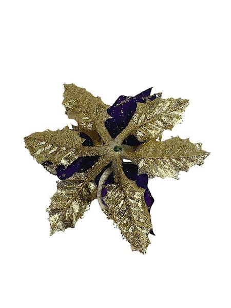 Gwiazda betlejemska główka 16 cm fioletowo złota