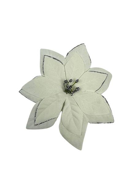 Gwiazda betlejemska główka 16 cm biała z brokatem