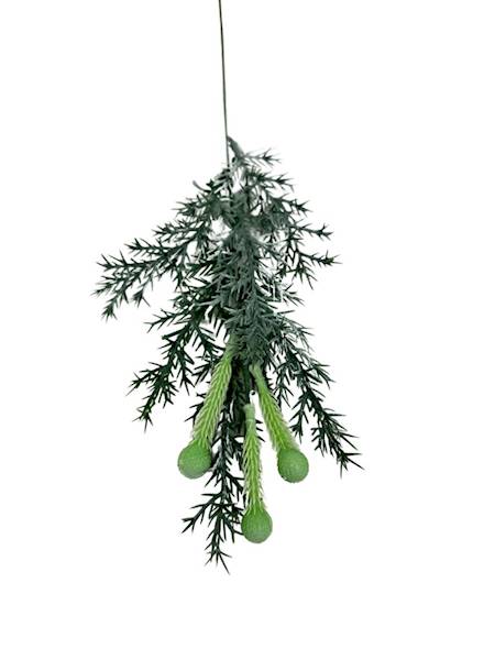 Gałązka plastikowa 50 cm zielona bielona