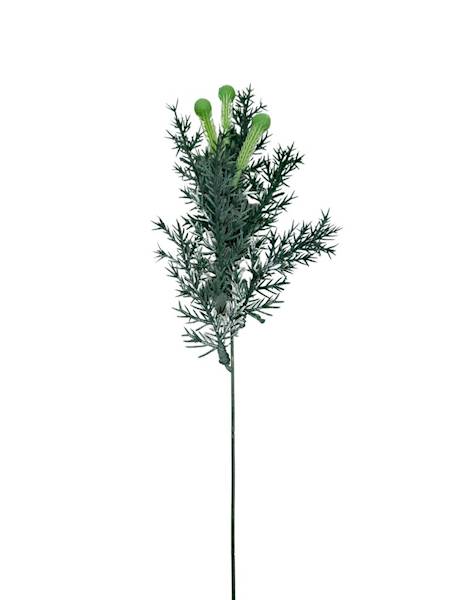 Gałązka plastikowa 50 cm zielona bielona
