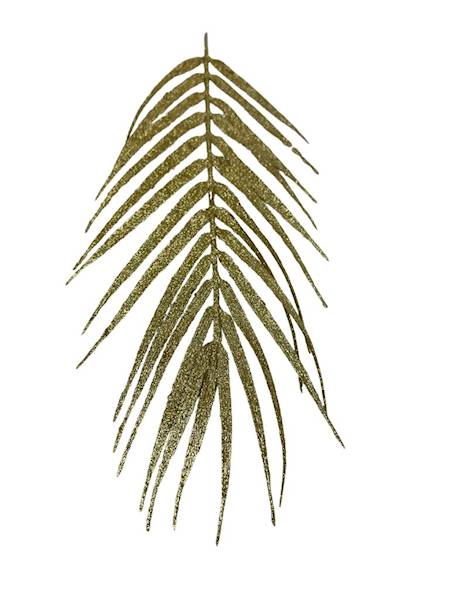 Liść palmy 45 cm złoty brokat
