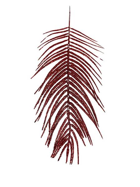 Liść czerwony brokat 45 cm