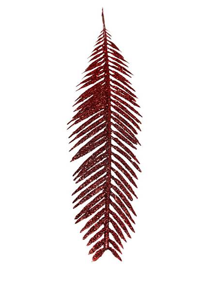 Liść czerwony brokat 40 cm