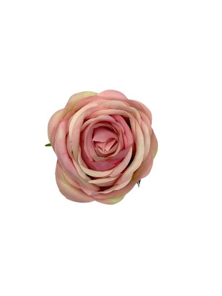 Róża główka 8 cm jasno różowa z zielonym