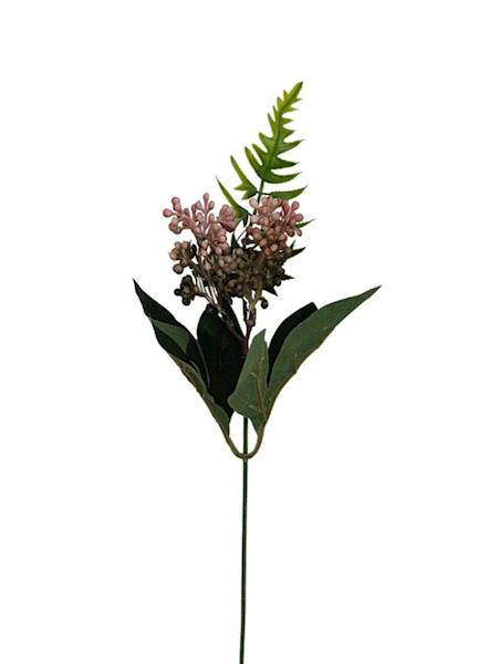 Gałązka dekoracyjna 45 cm zielono różowa