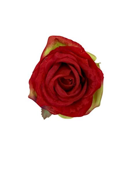 Róża główka 9 cm czerwona z zielonym