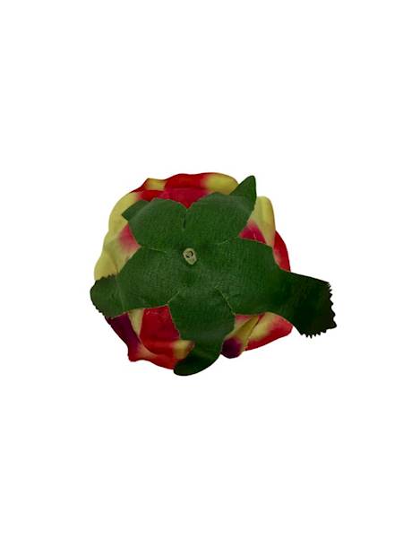 Róża główka 9 cm czerwona z zielonym