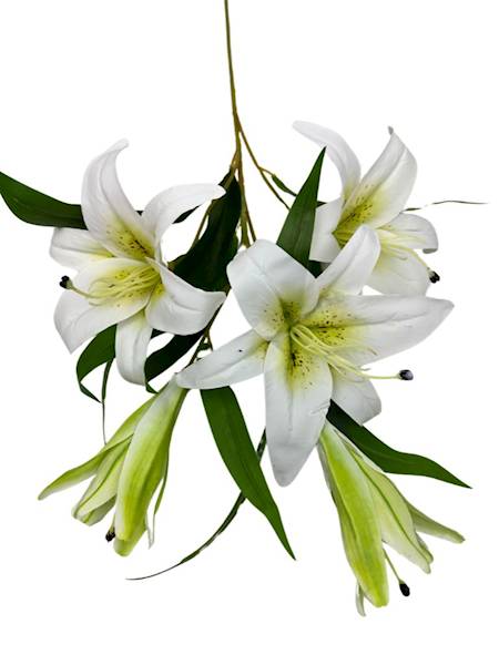 Lilia silikonowa gałązka 75 cm biała