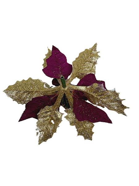 Gwiazda betlejemska główka 16 cm purpurowo złota