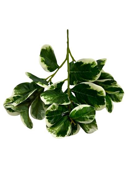 Gałązka liści 44 cm zielono biała