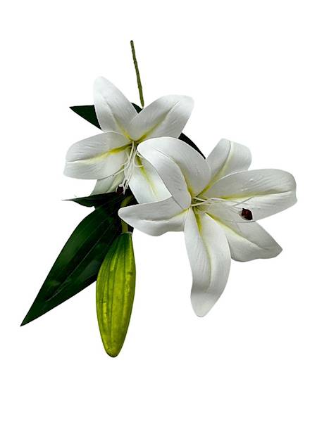 Lilia silikonowa gałązka 65 cm biała
