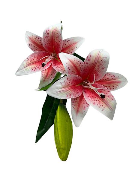 Lilia silikonowa gałązka 65 cm różowa z białym