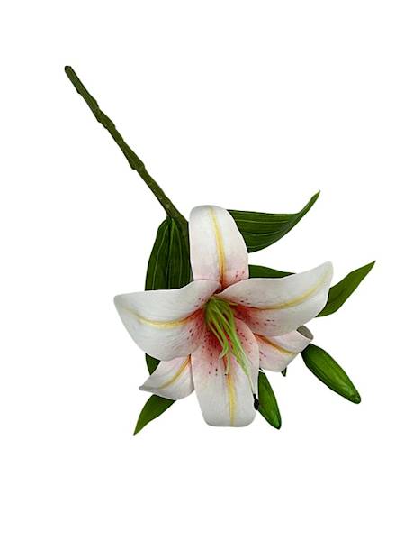 Lilia silikonowa gałązka 35 cm kremowa z czerwonym