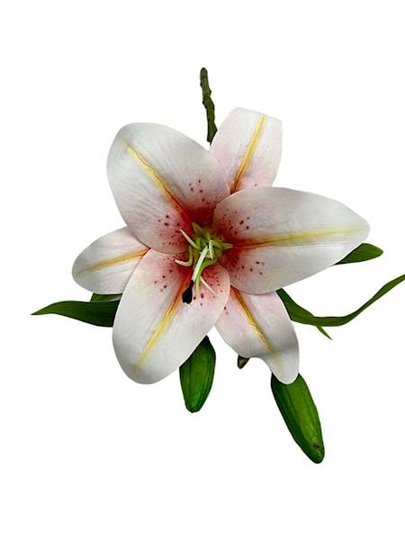 Lilia silikonowa gałązka 35 cm kremowa z czerwonym