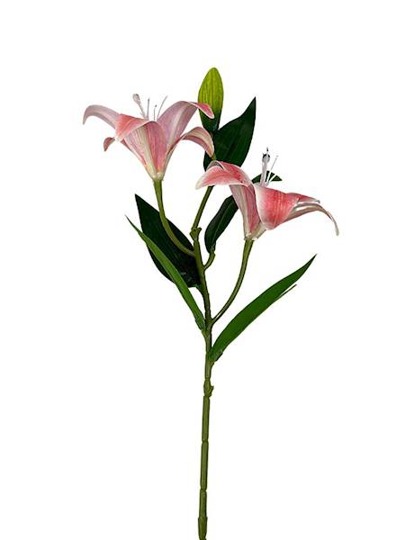 Lilia silikonowa gałązka 65 cm różowa
