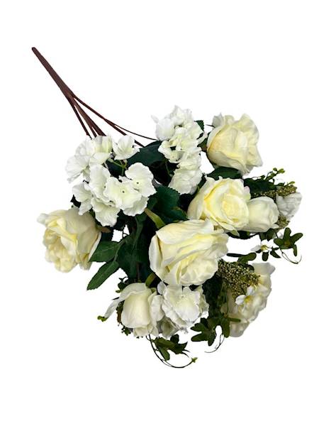 Bukiet róże i hortensje 58 cm jasny kremowy