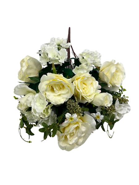 Bukiet róże i hortensje 58 cm jasny kremowy