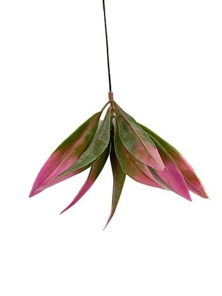 Gałązka liści plastikowa 55 cm róż i zieleń