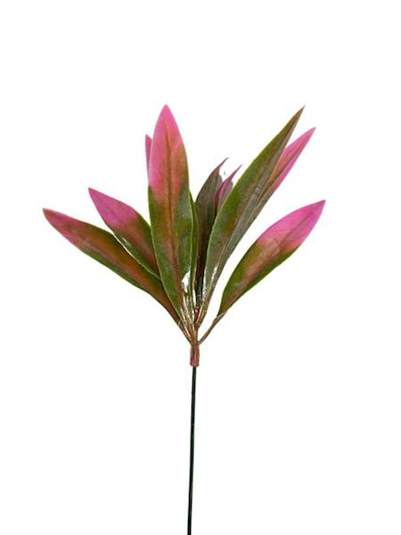 Gałązka liści plastikowa 55 cm róż i zieleń