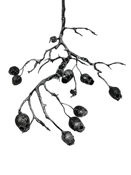 Dekoracja czaszki 70 cm czarno srebrna