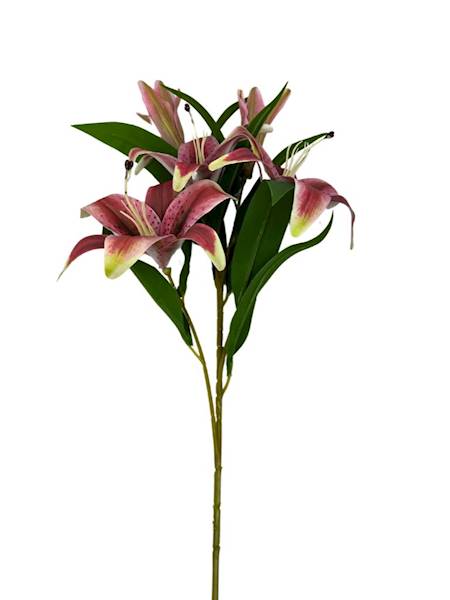 Lilia silikonowa gałązka 75 cm jasne bordo