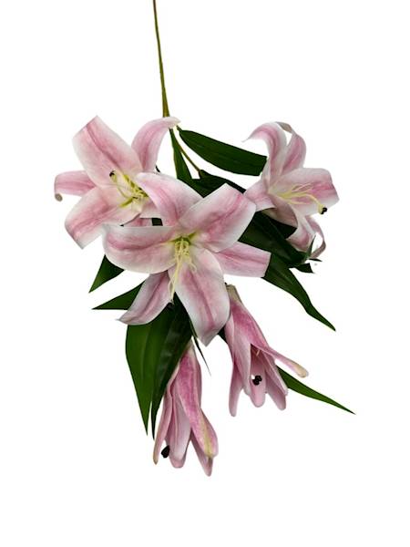 Lilia silikonowa gałązka 75 cm jasny róż