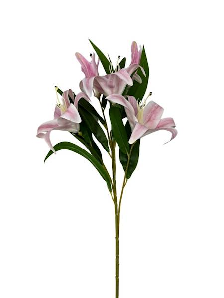Lilia silikonowa gałązka 75 cm jasny róż
