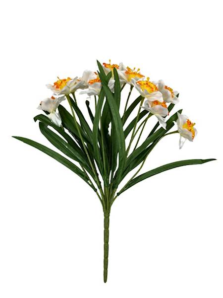 Bukiet żonkil 45 cm biały z pomarańczowym