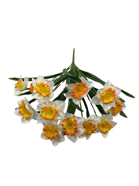 Bukiet żonkil 45 cm biały z pomarańczowym