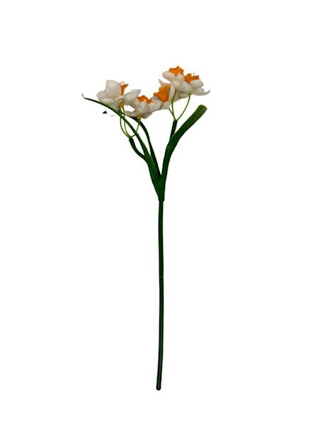 Narcyz gałązka 35 cm biało pomarańczowy