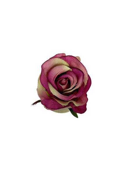 Róża główka 5 cm fuksja i zieleń