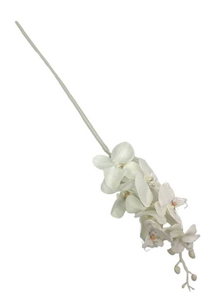 Storczyk z brokatem gałązka 86 cm biały