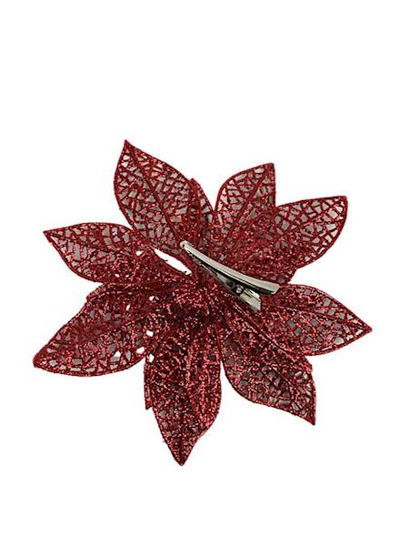 Gwiazda betlejemska z klipsem 16 cm czerwona