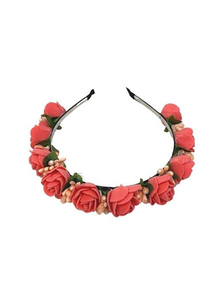 Opaska z piankowymi różyczkami - malinowa