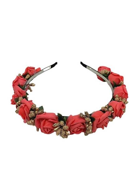 Opaska z piankowymi różyczkami - malinowa