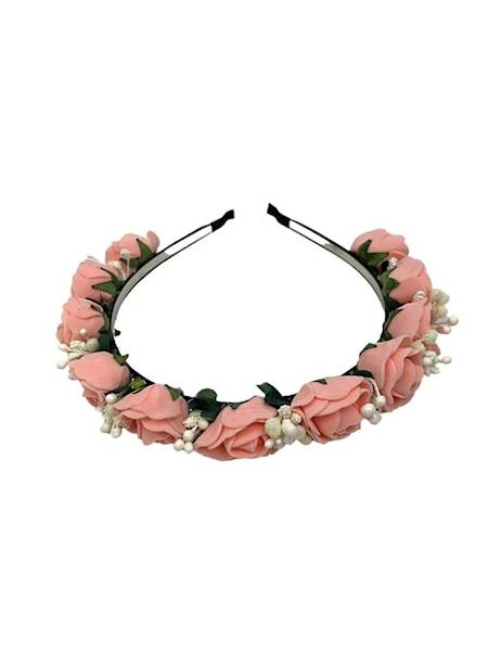 Opaska z piankowymi różyczkami - jasny róż