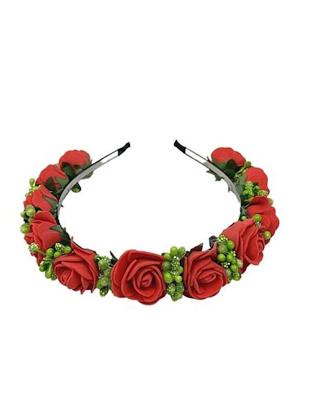 Opaska z piankowymi różyczkami - czerwona