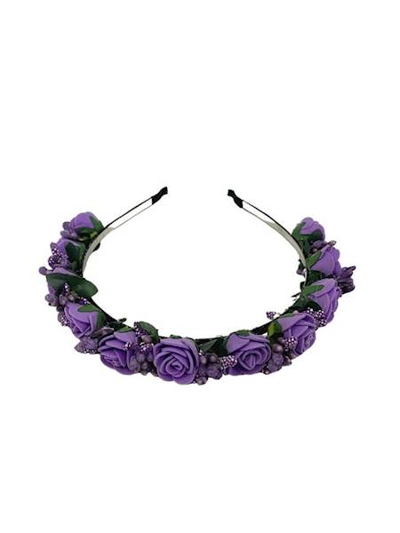Opaska z piankowymi różyczkami - fioletowa