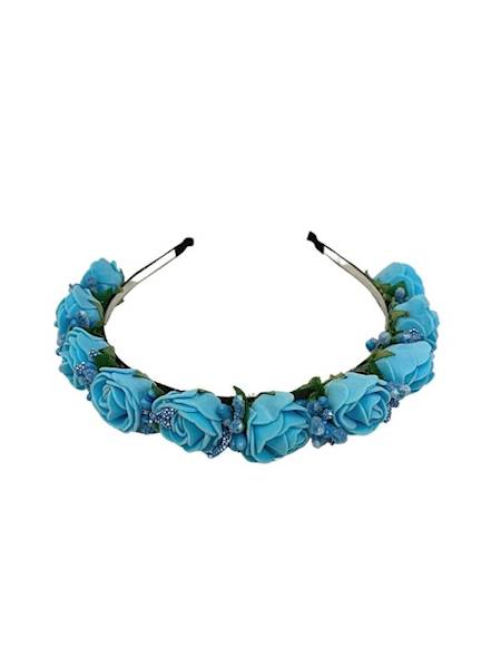 Opaska z piankowymi różyczkami - niebieska