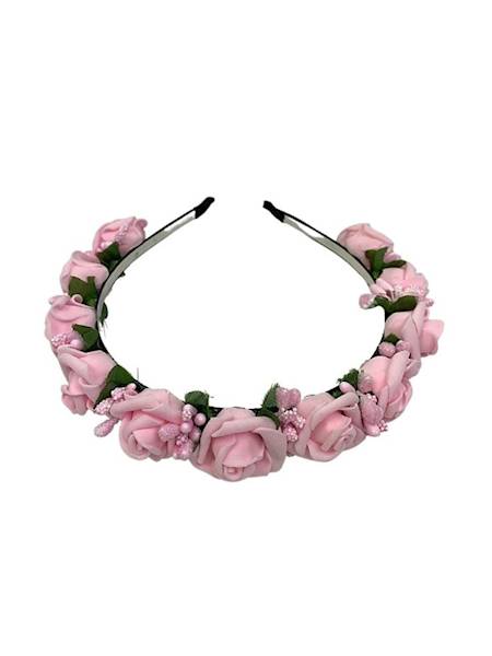 Opaska z piankowymi różyczkami - pudrowy róż