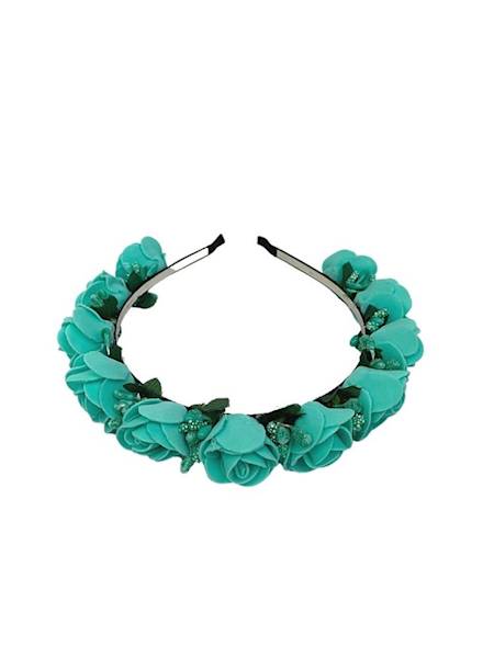 Opaska z piankowymi różyczkami - turkus