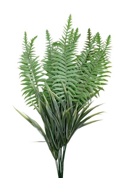 Liść paproć 70 cm biało zielony